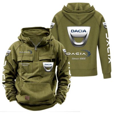 Dacia Vintage Quarter Zip Hoodie Retro Hoodie LQZ1384 3