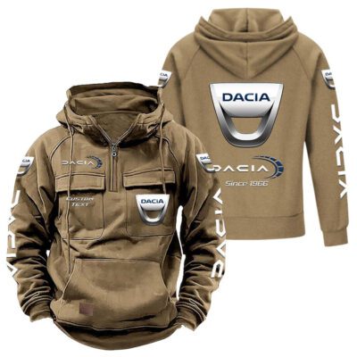 Dacia Vintage Quarter Zip Hoodie Retro Hoodie LQZ1384 4