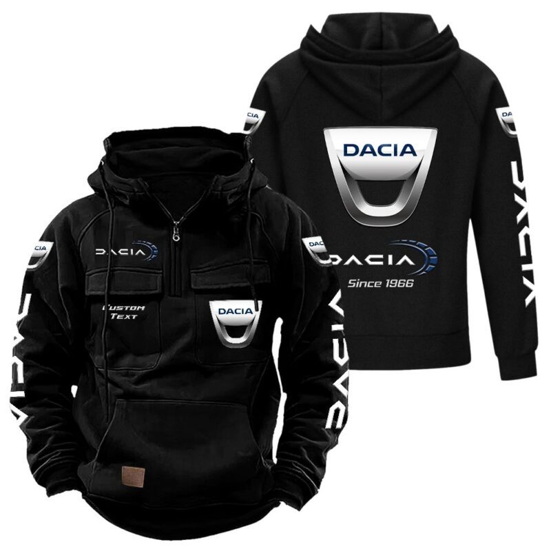 Dacia Vintage Quarter Zip Hoodie Retro Hoodie LQZ1384