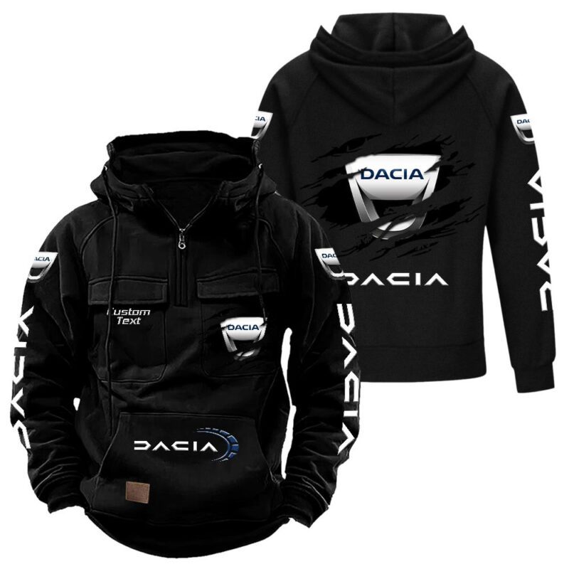 Dacia Vintage Quarter Zip Hoodie Retro Hoodie LQZ1564