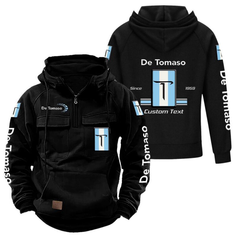 De Tomaso Vintage Quarter Zip Hoodie Retro Hoodie LQZ1100