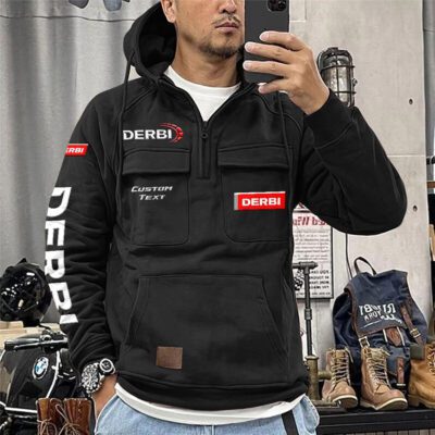 Derbi Vintage Quarter Zip Hoodie Retro Hoodie LQZ1335 1