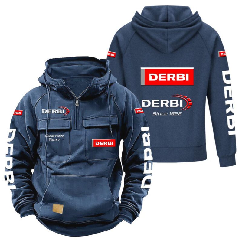 Derbi Vintage Quarter Zip Hoodie Retro Hoodie LQZ1335 2