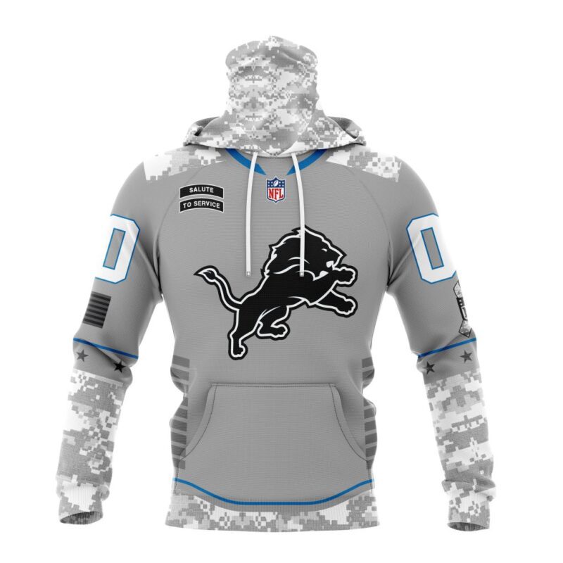 Detroit Lions NFL Specialized Design Camo 2024 Salute To Service Club Personalized Letters Number Gaiter Hoodie WGH2009