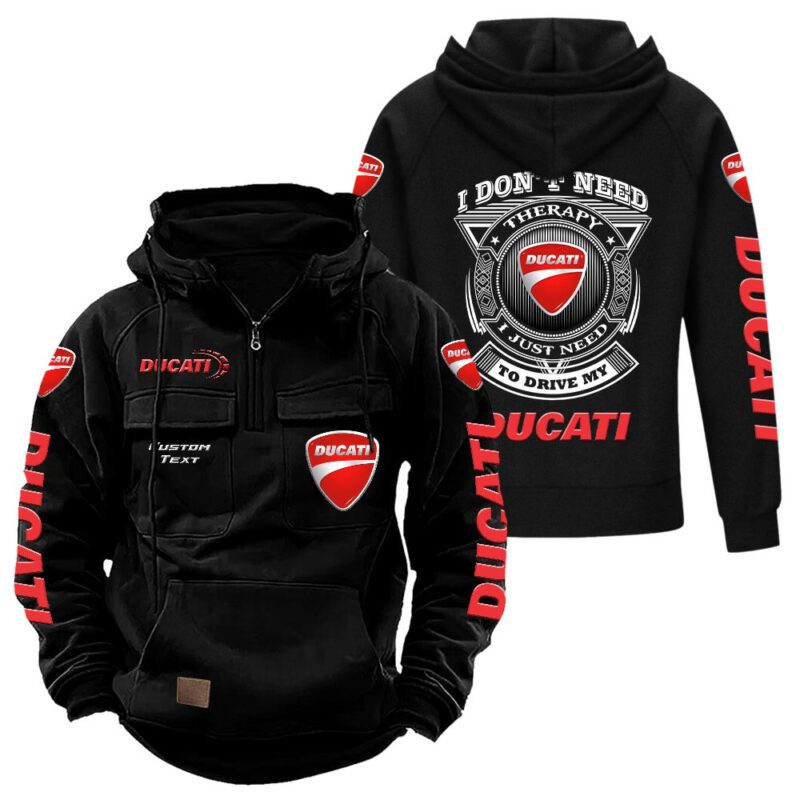 Ducati Vintage Quarter Zip Hoodie Retro Hoodie LQZ1178