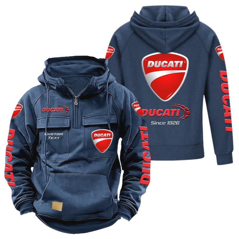 Ducati Vintage Quarter Zip Hoodie Retro Hoodie LQZ1331 2