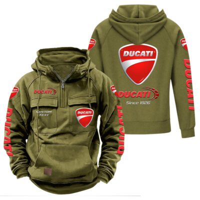 Ducati Vintage Quarter Zip Hoodie Retro Hoodie LQZ1331 3
