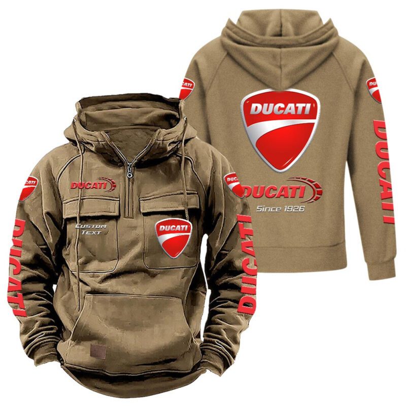 Ducati Vintage Quarter Zip Hoodie Retro Hoodie LQZ1331 4