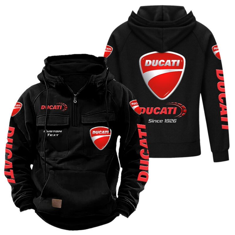 Ducati Vintage Quarter Zip Hoodie Retro Hoodie LQZ1331