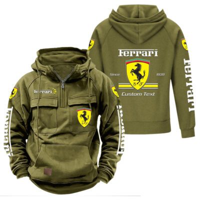 Ferrari Vintage Quarter Zip Hoodie Retro Hoodie LQZ1096 3 Ferrari Vintage Quarter Zip Hoodie Retro Hoodie LQZ1096 3