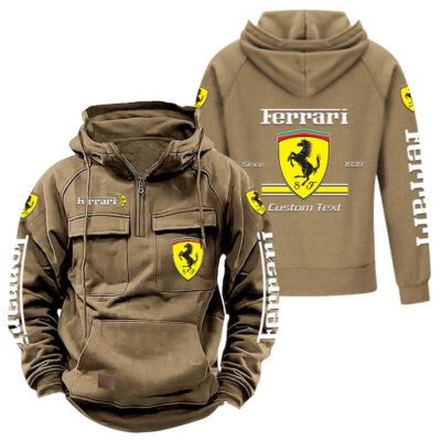 Ferrari Vintage Quarter Zip Hoodie Retro Hoodie LQZ1096 4 Ferrari Vintage Quarter Zip Hoodie Retro Hoodie LQZ1096 4