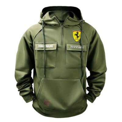 Ferrari Vintage Quarter Zip Hoodie Retro Hoodie LQZ1137 2