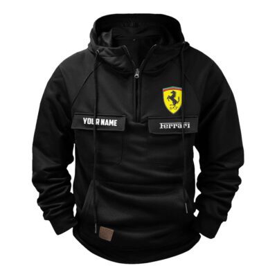 Ferrari Vintage Quarter Zip Hoodie Retro Hoodie LQZ1137