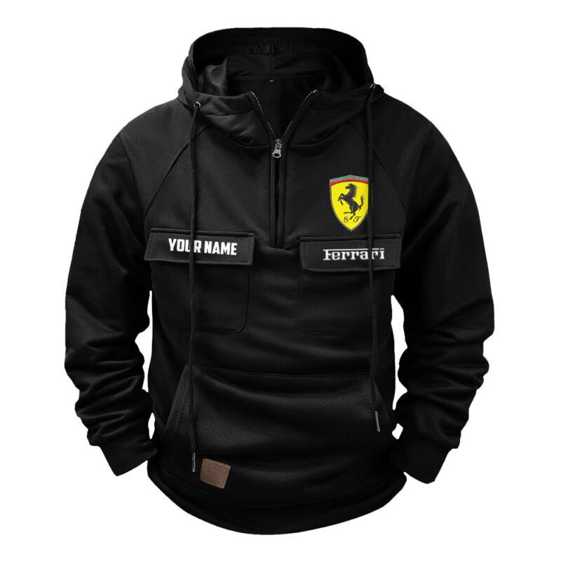 Ferrari Vintage Quarter Zip Hoodie Retro Hoodie LQZ1137