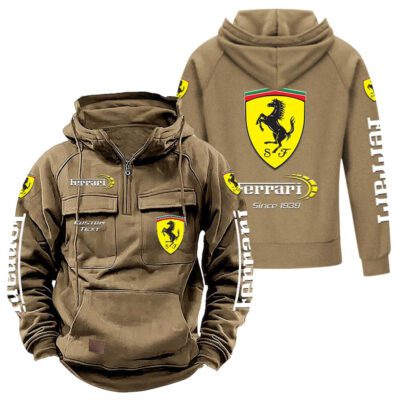 Ferrari Vintage Quarter Zip Hoodie Retro Hoodie LQZ1391 4