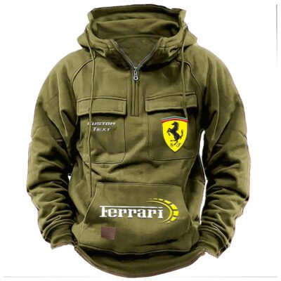 Ferrari Vintage Quarter Zip Hoodie Retro Hoodie LQZ1496 3