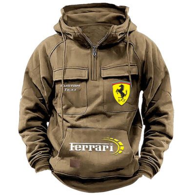 Ferrari Vintage Quarter Zip Hoodie Retro Hoodie LQZ1496 4