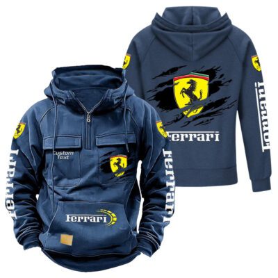 Ferrari Vintage Quarter Zip Hoodie Retro Hoodie LQZ1566 2