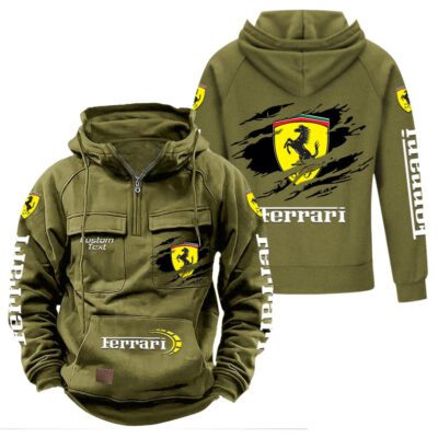 Ferrari Vintage Quarter Zip Hoodie Retro Hoodie LQZ1566 3