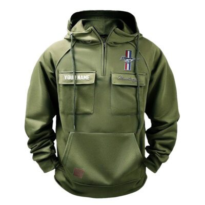 Ford-Mustang Vintage Quarter Zip Hoodie Retro Hoodie LQZ1142 2 Ford Mustang Vintage Quarter Zip Hoodie Retro Hoodie LQZ1142 2