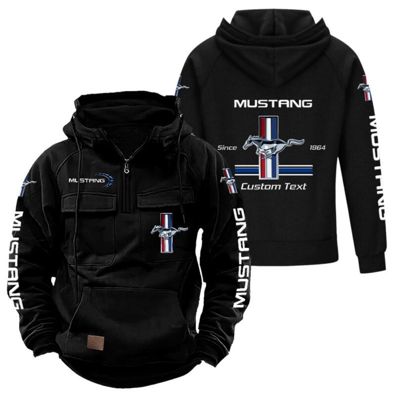 Ford-Mustang Vintage Quarter Zip Hoodie Retro Hoodie LQZ1161