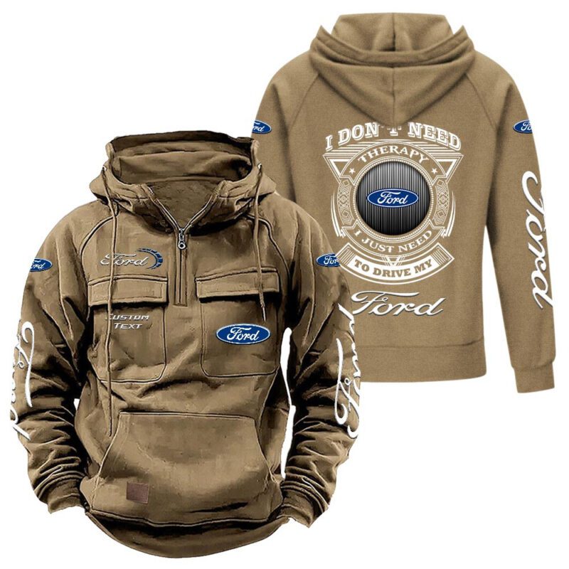 Ford Vintage Quarter Zip Hoodie Retro Hoodie LQZ1290 4