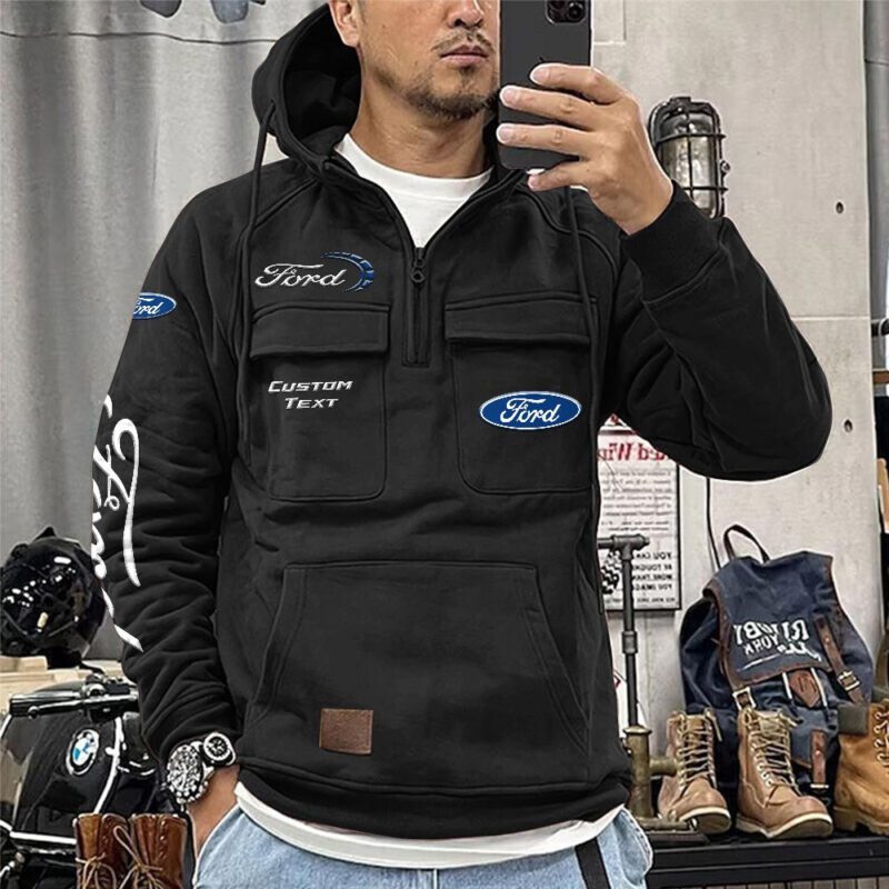Ford Vintage Quarter Zip Hoodie Retro Hoodie LQZ1389 1