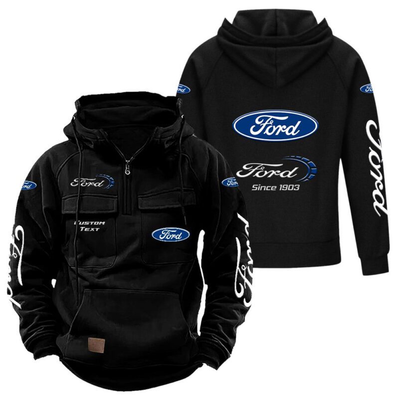 Ford Vintage Quarter Zip Hoodie Retro Hoodie LQZ1389