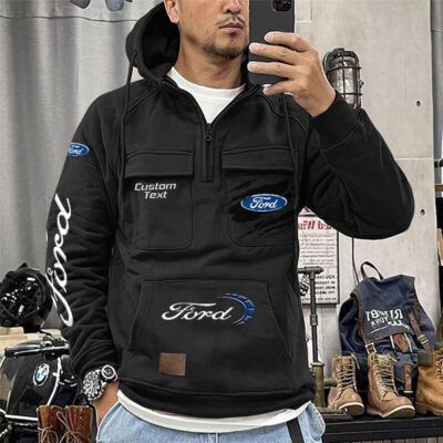 Ford Vintage Quarter Zip Hoodie Retro Hoodie LQZ1557 1