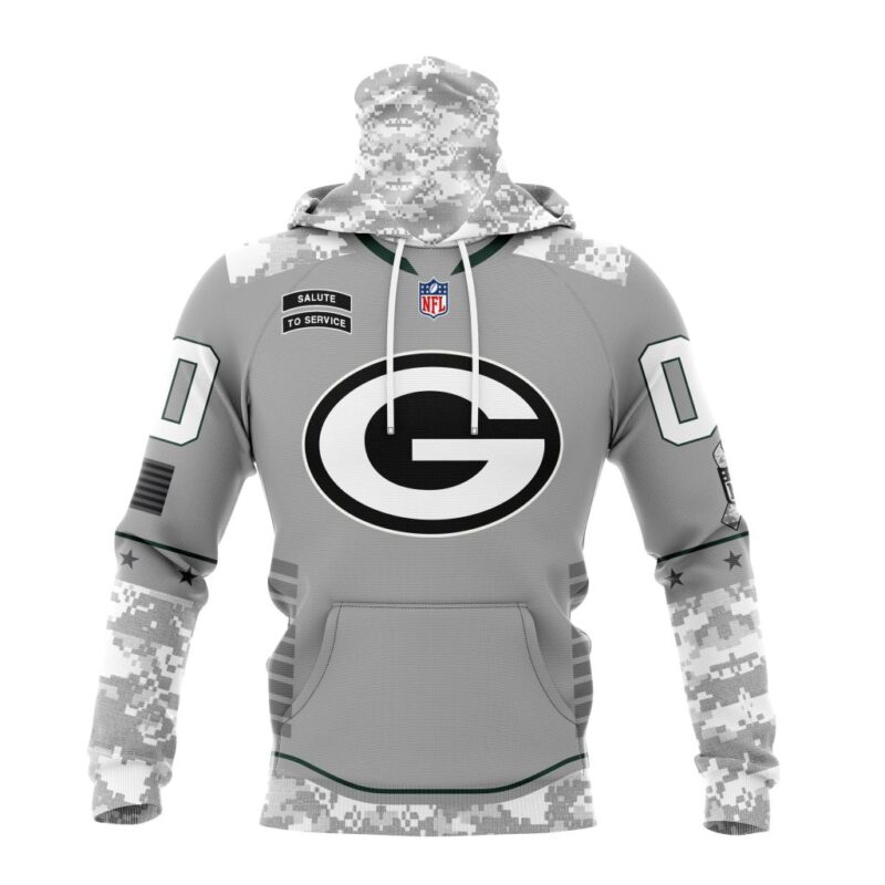 Green Bay Packers NFL Specialized Design Camo 2024 Salute To Service Club Personalized Letters Number Gaiter Hoodie WGH2011