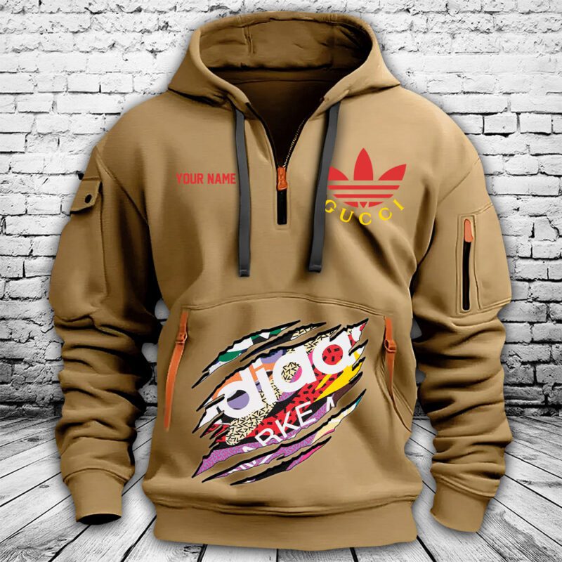 Gucci Adidas Premium Quarter Zip Hoodie OQZ1024 1