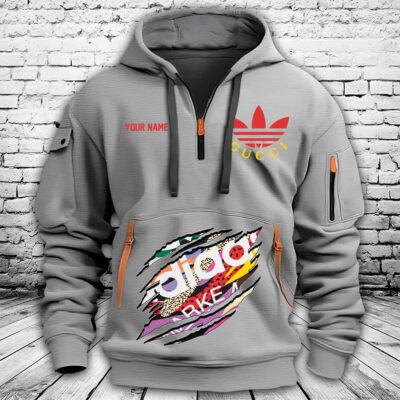 Gucci Adidas Premium Quarter Zip Hoodie OQZ1024 2 Gucci Adidas Premium Quarter Zip Hoodie OQZ1024 2
