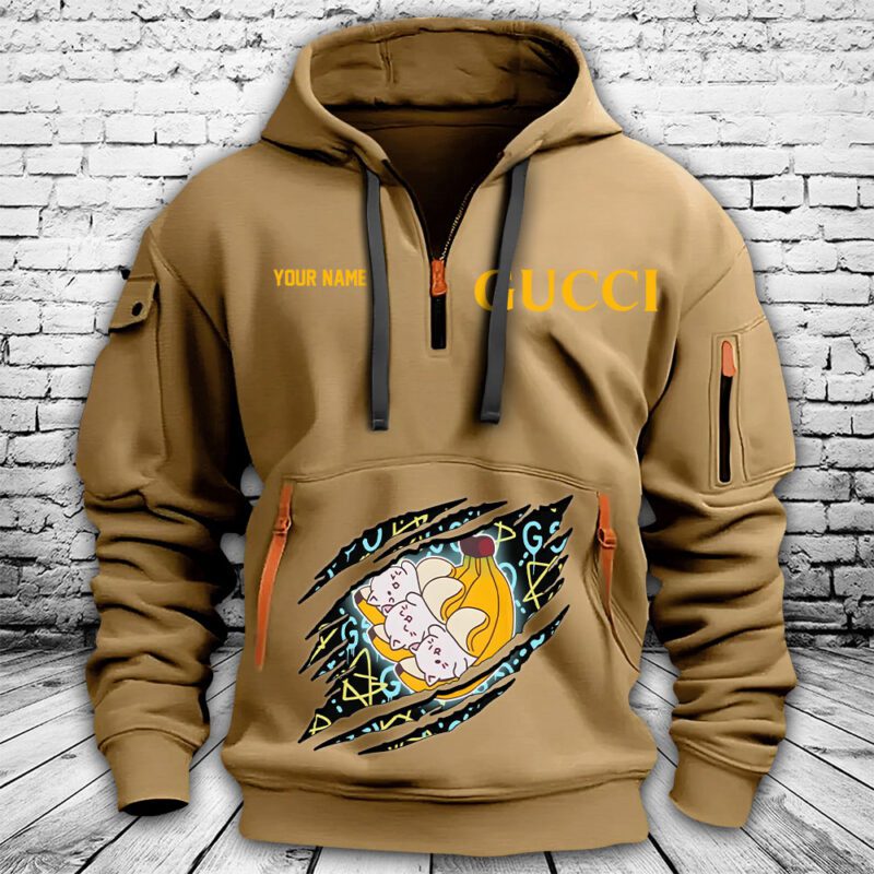 Gucci Bananaya Premium Quarter Zip Hoodie OQZ1049 1