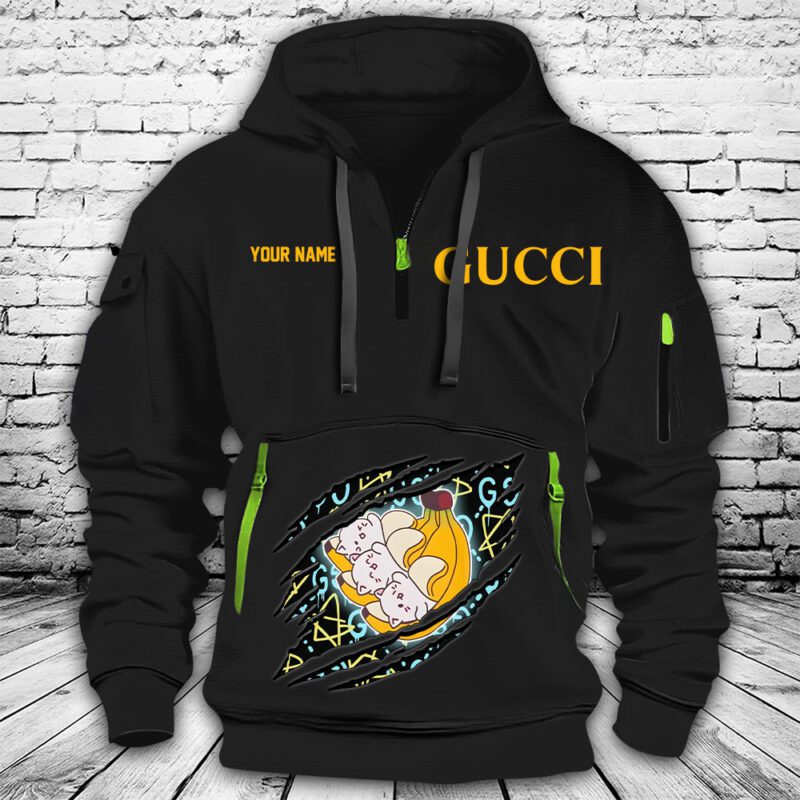 Gucci Bananaya Premium Quarter Zip Hoodie OQZ1049