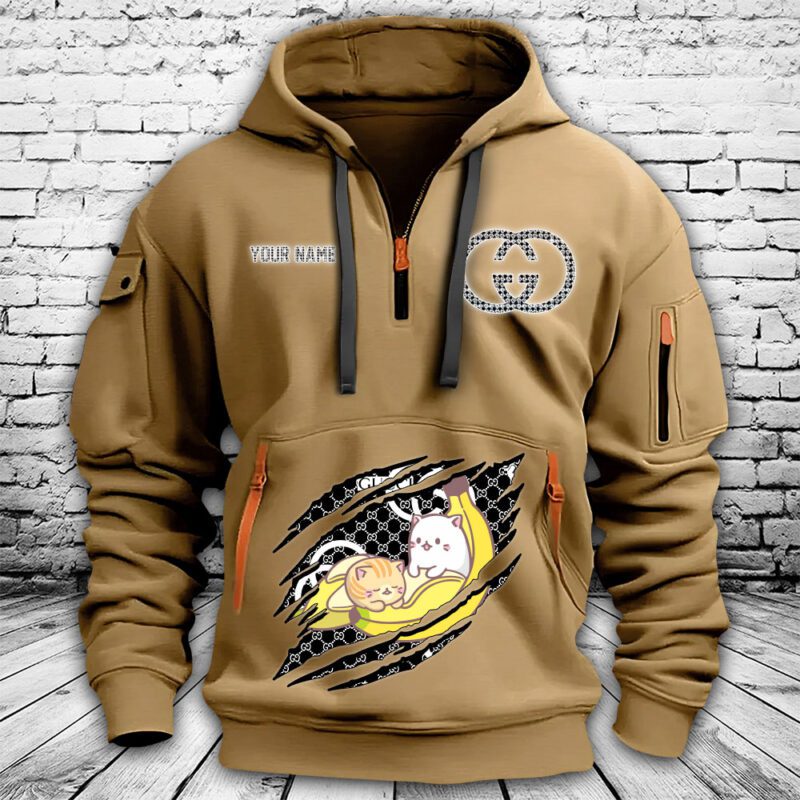 Gucci Bananaya Premium Quarter Zip Hoodie OQZ1050 1