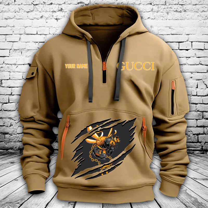 Gucci Bee King Premium Quarter Zip Hoodie OQZ1000 1