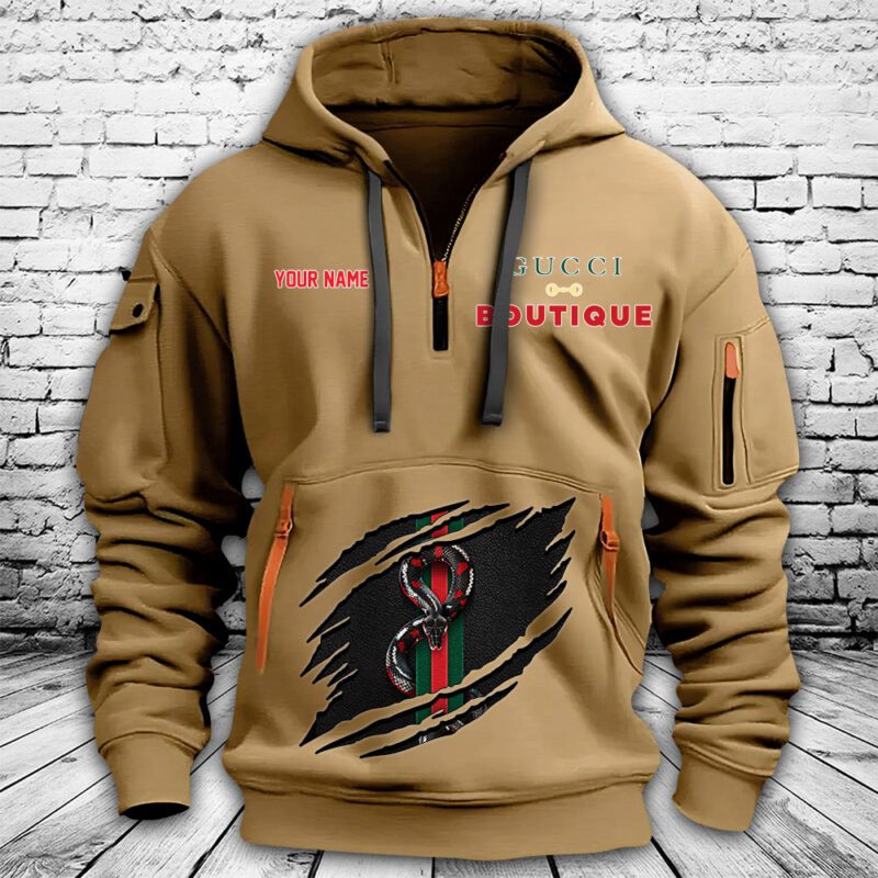 Gucci Boutique Premium Quarter Zip Hoodie OQZ1019 1