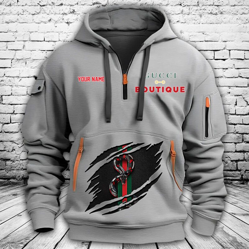 Gucci Boutique Premium Quarter Zip Hoodie OQZ1019 2