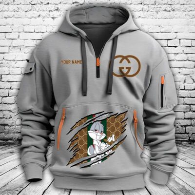Gucci Bugs Bunny Premium Quarter Zip Hoodie OQZ1066 2 Gucci Bugs Bunny Premium Quarter Zip Hoodie OQZ1066 2