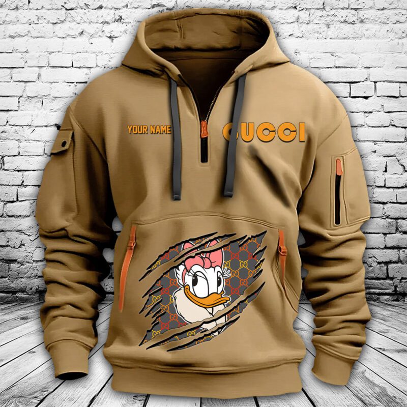 Gucci Daisy Duck Premium Quarter Zip Hoodie OQZ1056 1