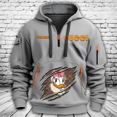 Gucci Daisy Duck Premium Quarter Zip Hoodie OQZ1056 2 Gucci Daisy Duck Premium Quarter Zip Hoodie OQZ1056 2