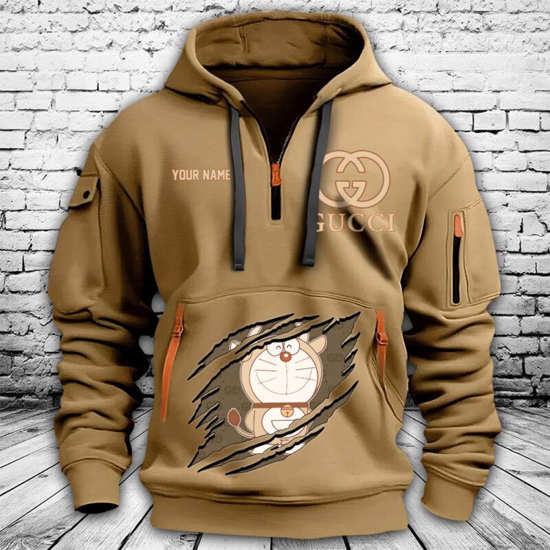 Gucci Doraemon Premium Quarter Zip Hoodie OQZ1055 1
