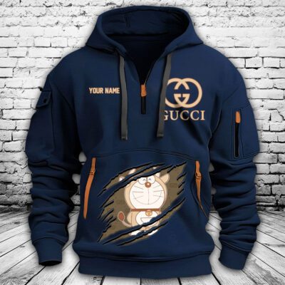 Gucci Doraemon Premium Quarter Zip Hoodie OQZ1055 3 Gucci Doraemon Premium Quarter Zip Hoodie OQZ1055 3