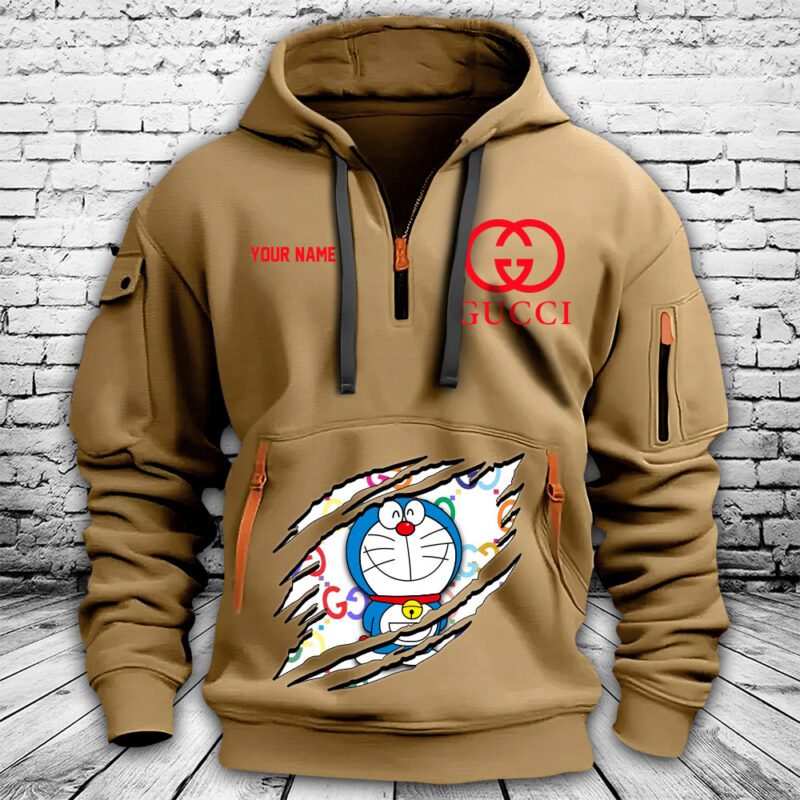 Gucci Doraemon Premium Quarter Zip Hoodie OQZ1060 1