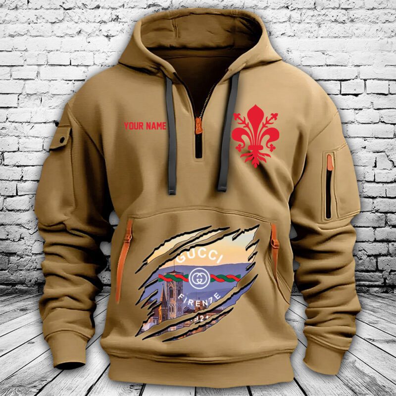 Gucci Firenze 1921 Premium Quarter Zip Hoodie OQZ1026 1