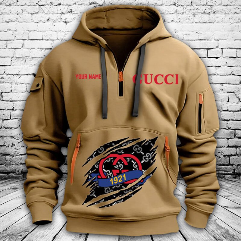 Gucci Interlocking G 1921 Premium Quarter Zip Hoodie OQZ1023 1
