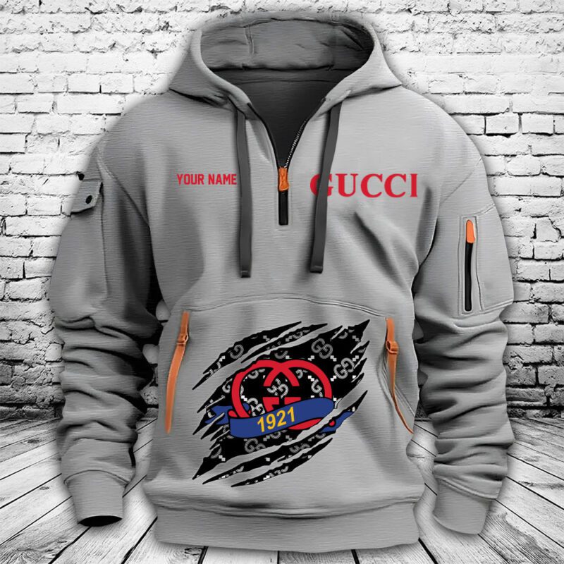 Gucci Interlocking G 1921 Premium Quarter Zip Hoodie OQZ1023 2