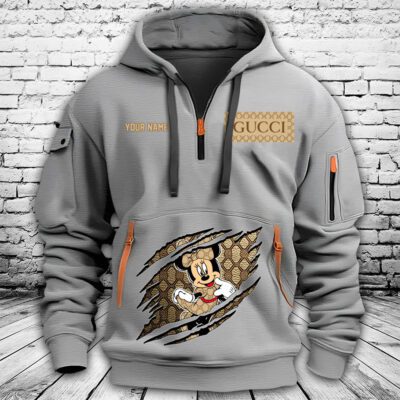 Gucci Mickey Mouse Premium Quarter Zip Hoodie OQZ1028 2 Gucci Mickey Mouse Premium Quarter Zip Hoodie OQZ1028 2