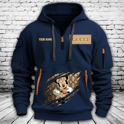 Gucci Mickey Mouse Premium Quarter Zip Hoodie OQZ1028 3 Gucci Mickey Mouse Premium Quarter Zip Hoodie OQZ1028 3