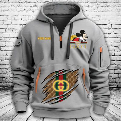 Gucci Mickey Mouse Premium Quarter Zip Hoodie OQZ1029 2 Gucci Mickey Mouse Premium Quarter Zip Hoodie OQZ1029 2